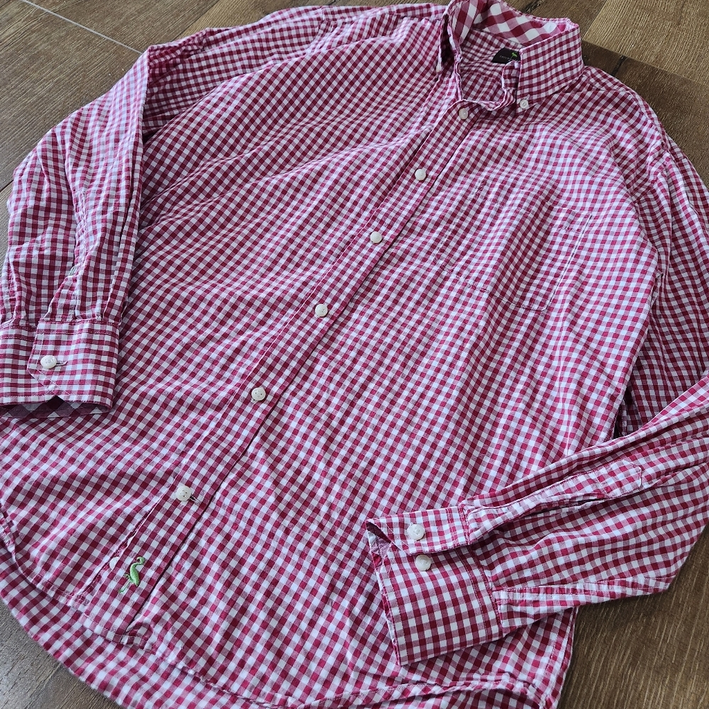 TailorByrd men's red gingham button-up shirt size medium normcore preppy casual - Picture 2 of 10